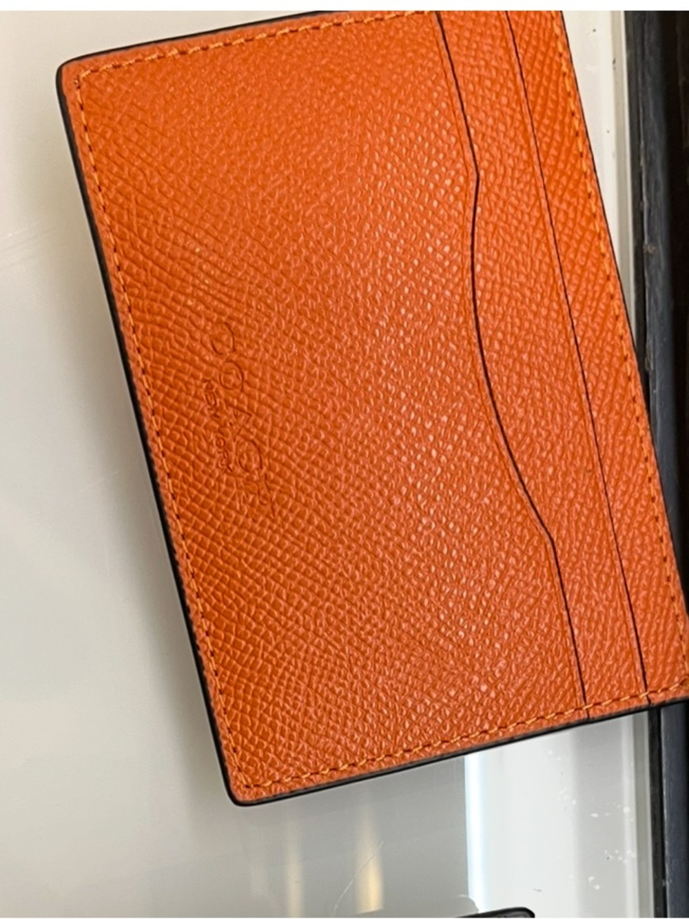 Coach card case Hold Leather & canvas clipper ID Card Case orange